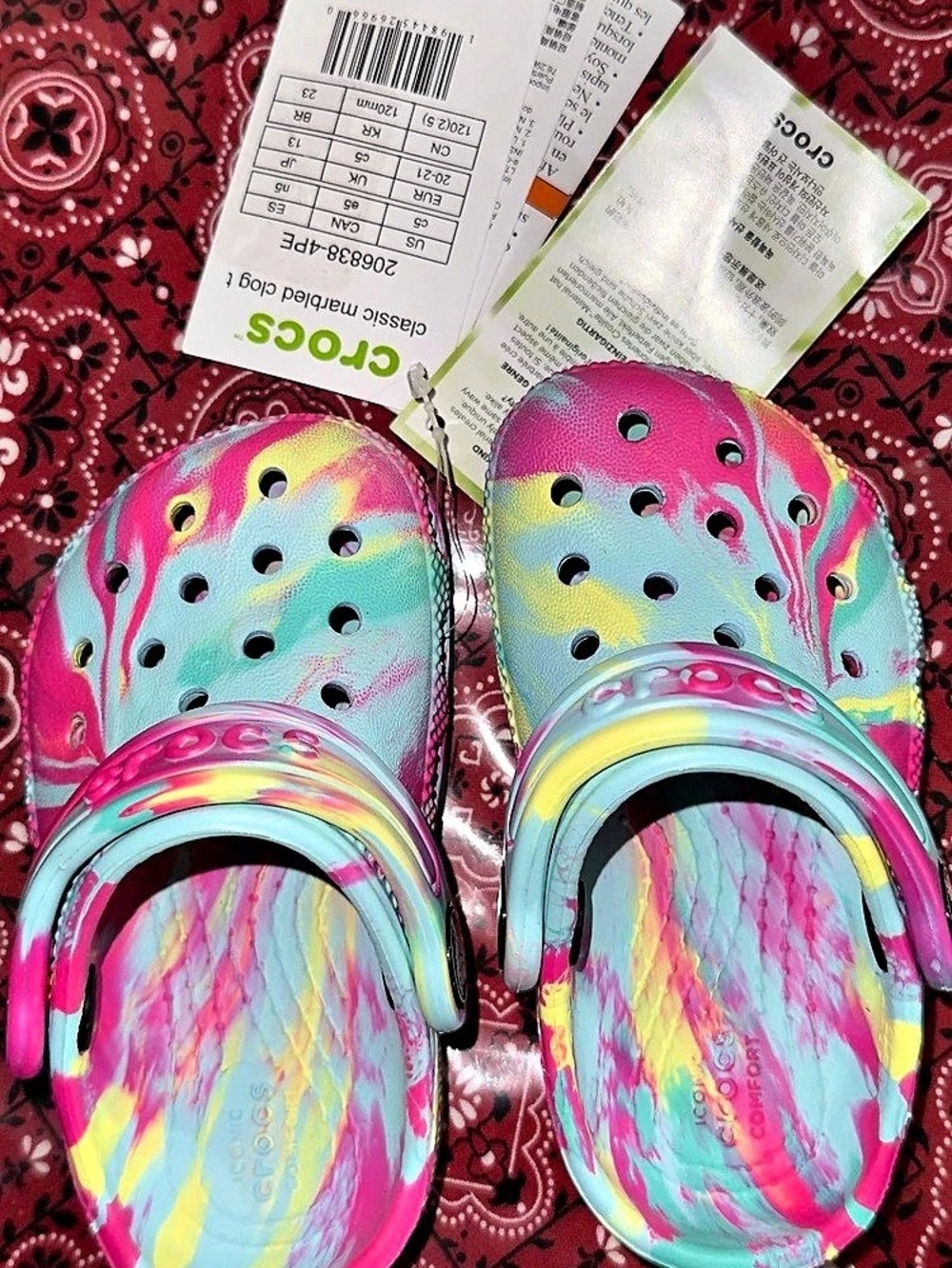 Crocs Classic Marbled Clog Clogs Pink & Blue US C5